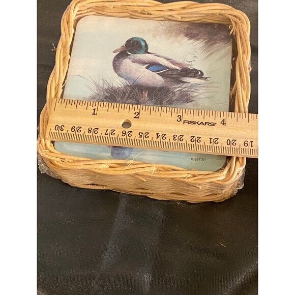 Vtg 80s Basket of Six Mallard Duck Coasters. Single design. Apx. 4 X 4 in. NIB - Picture 11 of 11